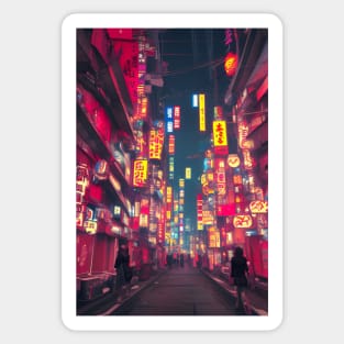 Tokyo Neon Japan Night Street Light Vibes <3 Sticker